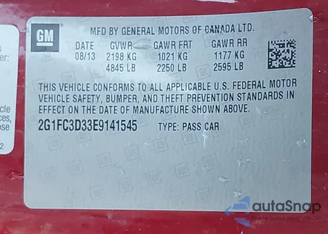 2014 Chevrolet Camaro 2Lt from USA, damaged, VIN 2G1FC3D33E9141545